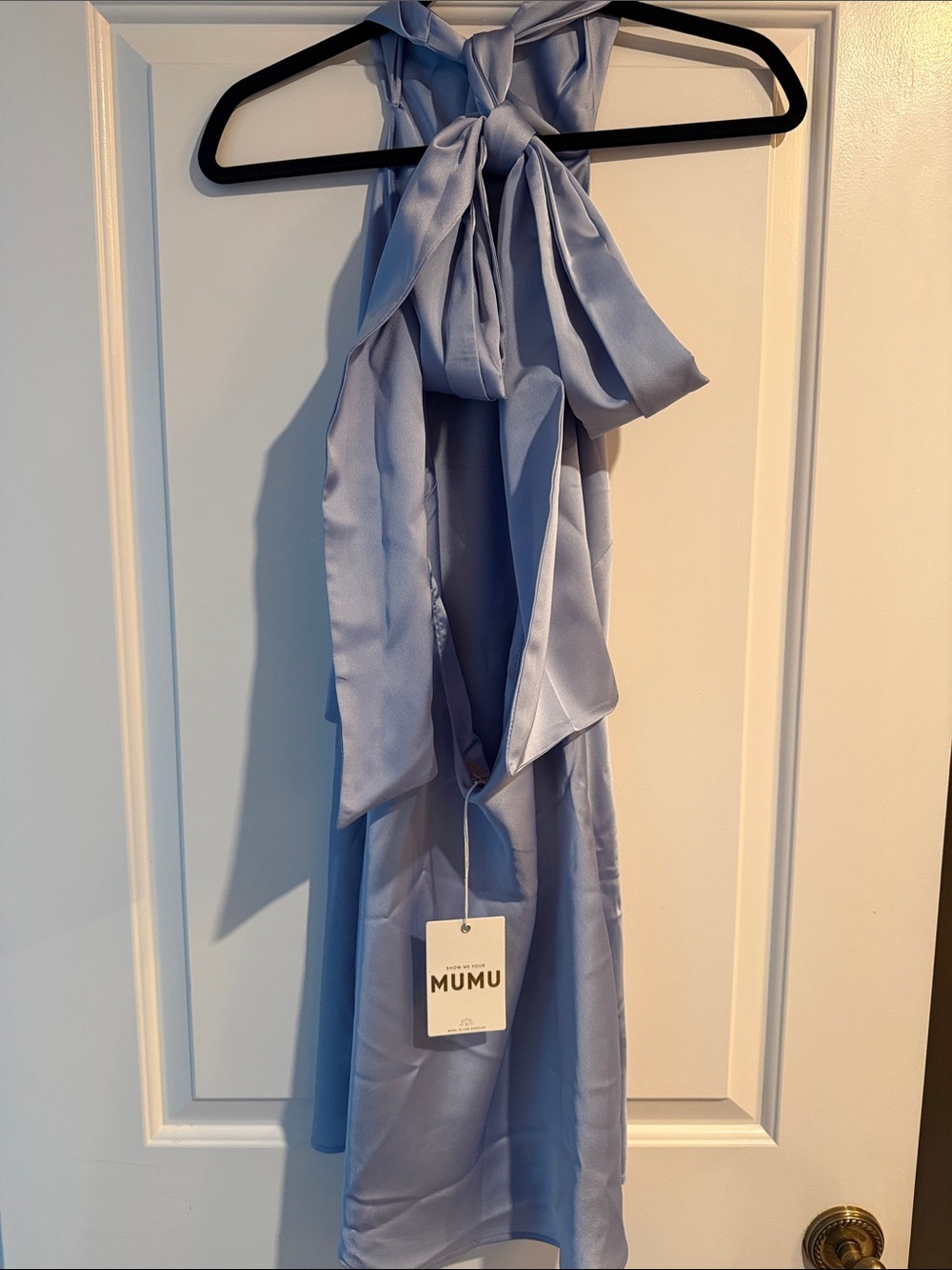 Show Me Your MuMu Light blue Lisa Mini satin backless Halter Dress - Picture 3 of 8